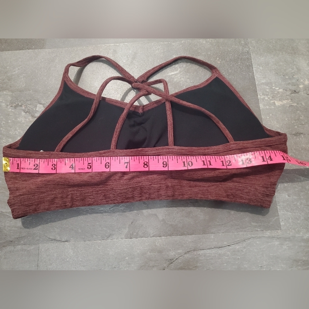 Lole "Half Moon" Women's Strappy Back Sport Bra. Pads. Heathered Burgundy. M. - Picture 8 of 8
